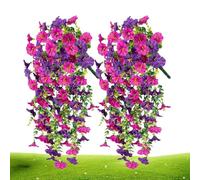 Pétunias artificiels pour l'extérieur, faux pétunias en soie | Fleurs résistantes aux intempéries pour porche, jardin, pot, allée, vase, terrasse, fenêtre
