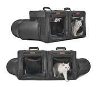 PETUX Grand sac de transport 2 en 1 pour 2 chats, portable et pliable avec bac à litière, tunnels et hamac - Comme jouets pour chats, idéal pour les cadeaux, les voyages et les visites chez un
