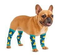 PetWarm Lot de 4 manchons de convalescence pour chien - Imprimé canard - Bandes anti-léchage post-chirurgie pour chiens, manchons de soutien articulaires respirants pour petites races, vert, taille S