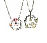 PETWFMJGS Double couche papillon épine boucle Collier - interlock pendentif match set