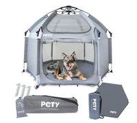 PETY Kit Parc pour Chien - Tente Mobile pour Chiens - 150 x 100 cm - avec Sac de Transport, Toit UV et Tapis de Sol - Enclos pour Animaux d'extérieur et intérieur - Accessoires de Voyage pour Chien -