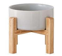 Petygooing Gamelle surélevée en céramique grise pour chiens de petite race, gamelle d'eau avec support, gamelle d'alimentation pour animaux domestiques avec caoutchouc antidérapant pour chats et