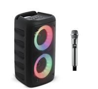 Petyoung Enceinte Bluetooth Karaoké avec Micro, Enceinte Portable Lumineuse avec Lumières LED RGB, Haut-Parleur Bluetooth Portable Karaoke, Supporte USB/TF/FM/AUX/TWS, pour Fête et Maison