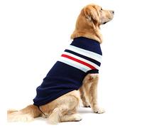 Petyoung Pull à Rayures Tendance pour Chien - Manteau en Tricot de Laine Chaud et Doux pour l’Hiver - Vêtements pour Chiens de Taille Petite, Moyenne et Grande (Bleu, 20" M)