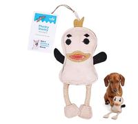 PetYupp Plucky Ducky - Jouet pour chien en cuir avec rembourrage en fibre de coco pour petits chiens et chiots - Jouet à mâcher naturel coloré et durable pour mâcheurs légers - Parfait pour mâcher