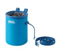 Petzl Sac à magnésie Bandi – forme ronde, serrage par cordon et tanka, porte-brosse – bleu clair