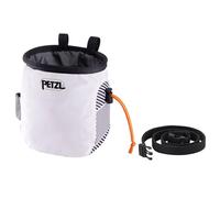 PETZL - Sac à magnésie SAKA - Serrage Central par Cordon et Tanka, White Dazzle, Double Porte-Brosse en Textile