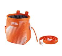 PETZL - Sac à magnésie SAKA - Serrage Central par Cordon et Tanka, Orange/White, Double Porte-Brosse en Textile