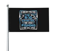 Peu Importe Que La Canne Soit Pliée Ou Non. Le Temps Passé À Pêcher Drapeau De Jardin Durable Drapeaux De Jardin Avec Œillets Drapeaux Décoratif Pour Patio Porche Extérieure 90X150Cm