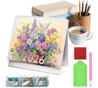 Peufcmi Calendrier Art Strass 2026,Planificateur De 12 Mois,Calendrier De Bureau Debout | Pour Adultes Adolescents Débutants Artistes Enseignants Fêtes Anniversaire Maison Bureau Chambre