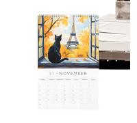 Peufcmi Calendrier Mural Pour Chats | 12 Mois Créatifs Et Mignons,Planificateur De Calendrier De Vacances - pour la Planification Familiale et la Maison le Bureau l'Étude l'École la Table les