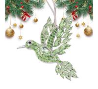 Peufcmi Décoration de Noël en forme de colibri | Décoration de sapin de Noël en strass, pendentif animal pour porche, anniversaire, fenêtre, jardin, maman, femme, grand-mère, extérieur, maison, cour