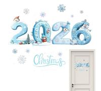 Peufcmi Décorations de Fenêtre de Noël - Autocollants Bonhomme de Neige Flocon de Neige 2026 Noël Bonne Année,Adhésifs Statiques Réutilisables Pour Vitres Intérieures Maison Porte Verre