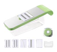 Peufcmi Hachoir Légumes avec Conteneur et 5 Lames,Coupe-Oignons avec Protège-Mains - Râpe Manuel Portative pour Cuisine Maison Fruits Courgettes Pommes de Terre