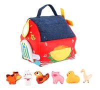 Peufcmi Jouet de la Ferme en Peluche | Ensemble de Jeu Interactif et Éducatif d'animaux en Peluche | Jouet en De Grange avec Miroir Et Hochet - pour Les Garçons, Les Filles, Les et la