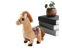 Peufcmi Jouet en Peluche Représentant Un Cheval - Figurine De Interactive avec Fonction Électrique - Oreiller en Peluche de Cheval | pour Tout-Petits Filles Équitation Ferme Bébé