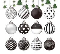 Peufcmi Lot de 12 boules de Noël amusantes en bois incassable 2D pour décoration de sapin de Noël
