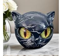 Peufcmi Luxury Black Cat Stone Sculpture, Sculpture Noire De La Tête De Chat, SculptureNoire La Tête Chat Les Yeux Brillants, Cristaux Sculptés À La Main Et Pierres De Guérisons Sculptées