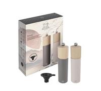 PEUGEOT - Duo Boreal Moulin à Poivre + Moulin à Sel 21 cm - Entonnoir Inox - Réglage Classique - En Bois De Hêtre Labellisé PEFC - Fabrication Française - Coloris Gris Roche & Rose Pale