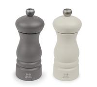 PEUGEOT - Duo de Moulin à Poivre + Moulin à Sel Clermont 13 cm - Fabrication Française - Bois Naturel - Coloris Gris Roche & Blanc