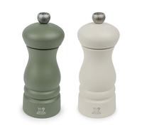 PEUGEOT - Duo de Moulin à Poivre + Moulin à Sel Clermont 13 cm - Fabrication Française - Bois Naturel - Coloris Vert Fougère & Blanc