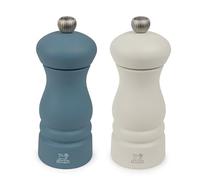 PEUGEOT - Duo de Moulin à Poivre + Moulin à Sel Clermont 13 cm - Fabrication Française - Bois Naturel - Coloris Bleu Céleste & Blanc