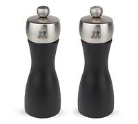 Peugeot Duo de moulins à sel et à poivre Fidji Bois & inox Noir mat 15 cm