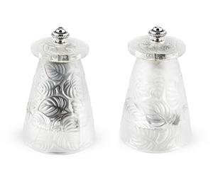 PEUGEOT - Duo Moulins Sel & Poivre Lalique Manuels 10 cm - Réglage Classique - Cristal - Fabrication Française - Coloris Transparent