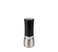 PEUGEOT - Moulin à Sel Électrique Daman u'Select 16 cm - 6 Réglages De Moutures Prédéfinies - Sel Gemme Inclus - En Aluminium - Designé En France - Coloris Noir Irisé