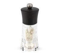 PEUGEOT - Moulin à Sel Humide Oléron 14 cm - Réglage Classique - Mécanisme Spécial Sel Humide en Céramique - En Bois Labellisé PEFC et acryl - Fabrication Française - Coloris Chocolat Et Transparent