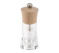 PEUGEOT - Moulin à Sel Sec Oléron 14 cm - Réglage Classique - En Bois Labellisé PEFC et acryl - Fabrication Française - Coloris Naturel Et Transparent