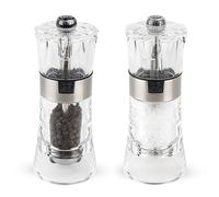 PEUGEOT - Oslo - Moulin à Poivre + Moulin à Sel 11 cm - Poivre Noir + Sel Gemme Inclus - Réglage Classique- En Acryl et Inox - Fabrication Française - Coloris transparent