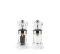 PEUGEOT - Oslo - Moulin à Poivre + Moulin à Sel 11 cm - Poivre Noir + Sel Gemme Inclus - Réglage Classique- En Acryl et Inox - Fabrication Française - Coloris transparent