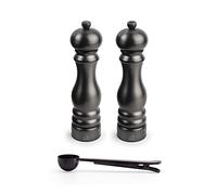 Peugeot Paris Chef Carbone u'Select Stainless Steel 22cm 9 inch Salt & Pepper Mills Gift Set, Carbon Finish - With Stainless Steel Spice Scoop/Bag Clip