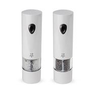 Peugeot PHENIX White Lacquered Stainless Steel Electric Adjustable Salt & Pepper Mill Gift Set, 8-inch