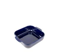 PEUGEOT - Plat Four En Céramique Carré - 28 cm (anses comprises) x 23,7 cm x 7,2 cm - Contenance : 2,7 L - Garanti 10 Ans - Fabrication Française - Coloris Bleu Profond