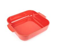 PEUGEOT - Plat Four En Céramique Carré - 28 cm (anses comprises) x 23,7 cm x 7,2 cm - Contenance : 2,7 L - Garanti 10 Ans - Fabrication Française - Coloris Rouge