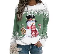 Peuignao Pull Noël Femme Sweat Noel Moche de Drole Funny Ugly Merry Christmas Sweatshirt Grande Taille Pullover Sweat-Shirt Xmas Bonhomme Neige Vert 5XL