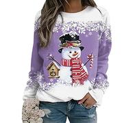 Peuignao Pull Noël Femme Sweat Noel Moche de Drole Funny Ugly Merry Christmas Sweatshirt Grande Taille Pullover Sweat-Shirt Xmas Bonhomme Neige XXL Violet