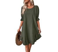 Peuignao Robe D'Été Femme Ete Chic Grande Taille Robe de Plage Tunique Été Casual Boheme Courte Dentelle Bohème Droite Ample Fluide Décontractée pour Femme Oversize d'anniversaire Robes Femmes D Été