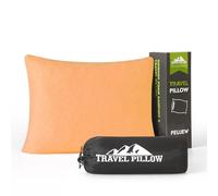 PEUJEW Petit oreiller en mousse à mémoire de forme déchiquetée, oreiller de camping et de voyage - Compressible moyennement ferme, housse respirante, idéal pour randonnée, avion et voiture (jaune