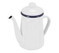 Peukerty Cafetière en émail de haute qualité de 1,1 L pour cuisinière à gaz et cuisinière à induction - Blanc