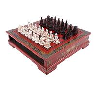 Peukerty checs en Bois Chinois en Terre Cuite Guerriers checs en Bois Do Sculpture ReSine Chessman NoL Anniversaire Premium: Jeu d'echecs pour 2 joueurs partir de 8 ans