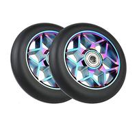Peukerty Lot de 2 roues de scooter colorées de 110 mm en polyuréthane épais avec roulements (noir)