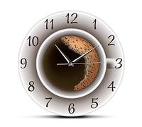 Peukerty Tasse de Café avec Mousse DéCorative Silencieuse Horloge Murale Cuisine DéCor Café Horlogerie Café Style Montre Murale