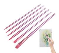 Peules à Pinceau en Nylon 6pcs, pinceaux aquarelles à Pointe Plate Tout Usage pour Les Kits débutants de la Peinture l'huile l'huile Tout Usage