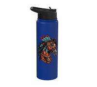 Peuple autochtone américain de la tribu des Horse Feather Stainless Steel Insulated Water Bottle