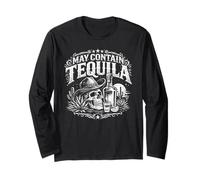 Peut contenir de la Tequila Funny Mexican Party Skull Cinco De Mayo Manche Longue