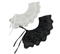 Peut démonter le collier artificiel, 2pcs Demi-Col Amovible Blanc/Noir(Type C)