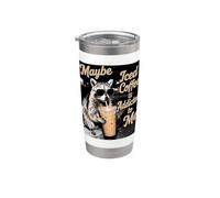 Peut-être que le café glacé est accro à moi | Funny Trash Panda Meme Gobelet isotherme en acier inoxydable double paroi